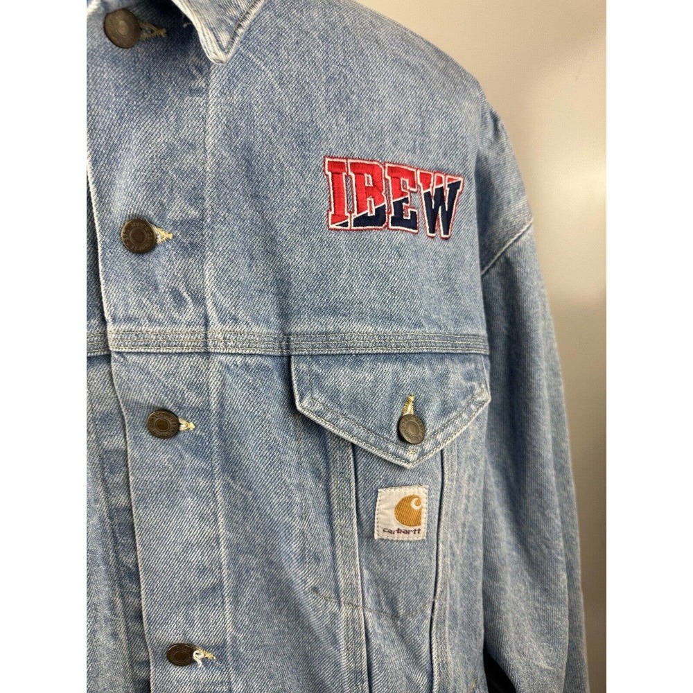 Carhartt Denim Jean Jacket Logo IBEW International Brotherhood Electrical Worker - Picture 13 of 13